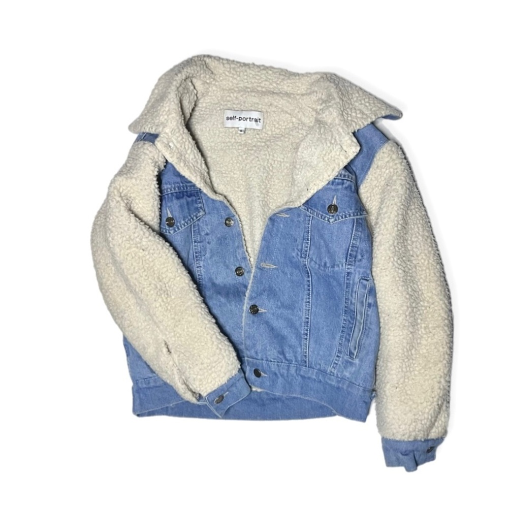 Self-Portrait Shearling Denim Jacket